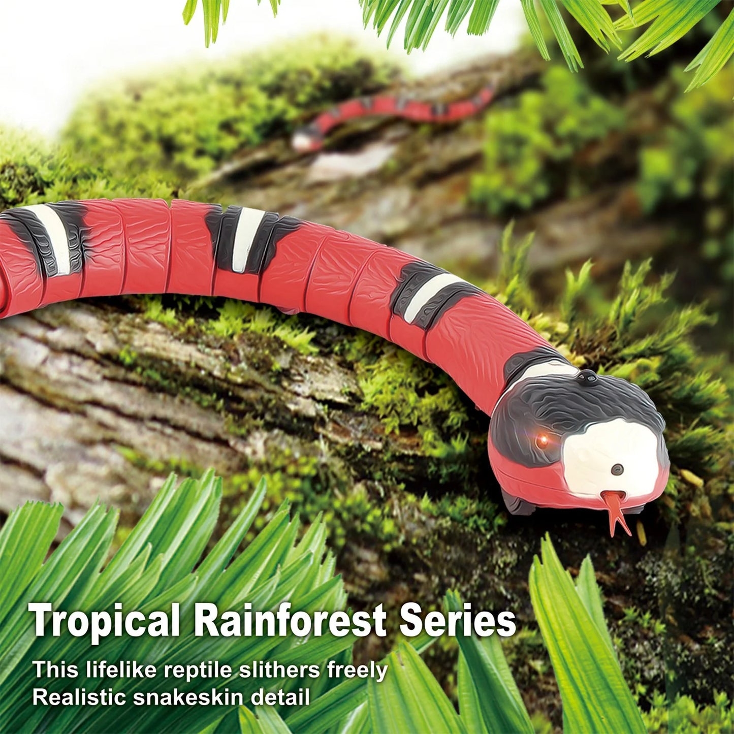 Smart Sensing Realistic Snake Toy - Interactive Fake Snake for Kids, Cats & Dogs - USB Rechargeable Electric Simulation Snake for Halloween, Christmas Xmas Gift