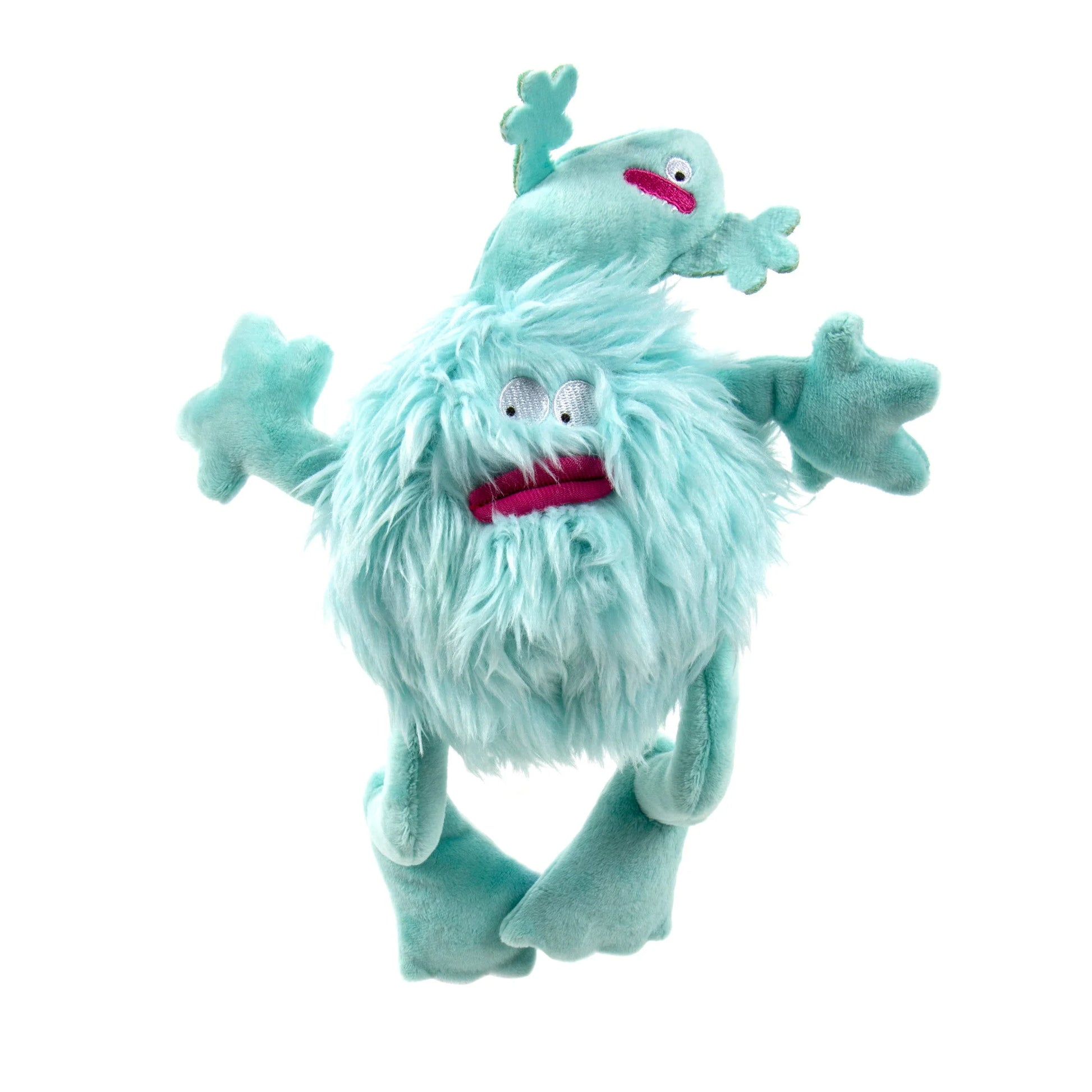 Playclean Germs Squeaky Plush Dog Toy with Odor-Eliminating Essential Oils, Chew Guard Technology - Seafoam, Small