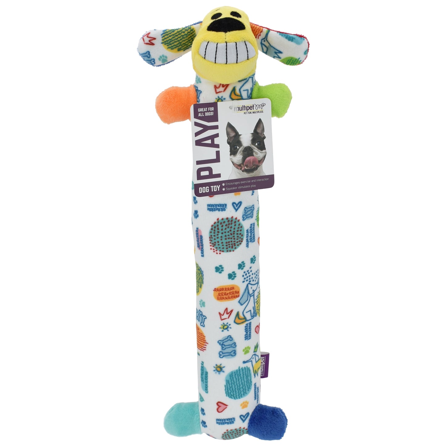 Plush Smiling Dog Toy, Medium Size, Squeaker